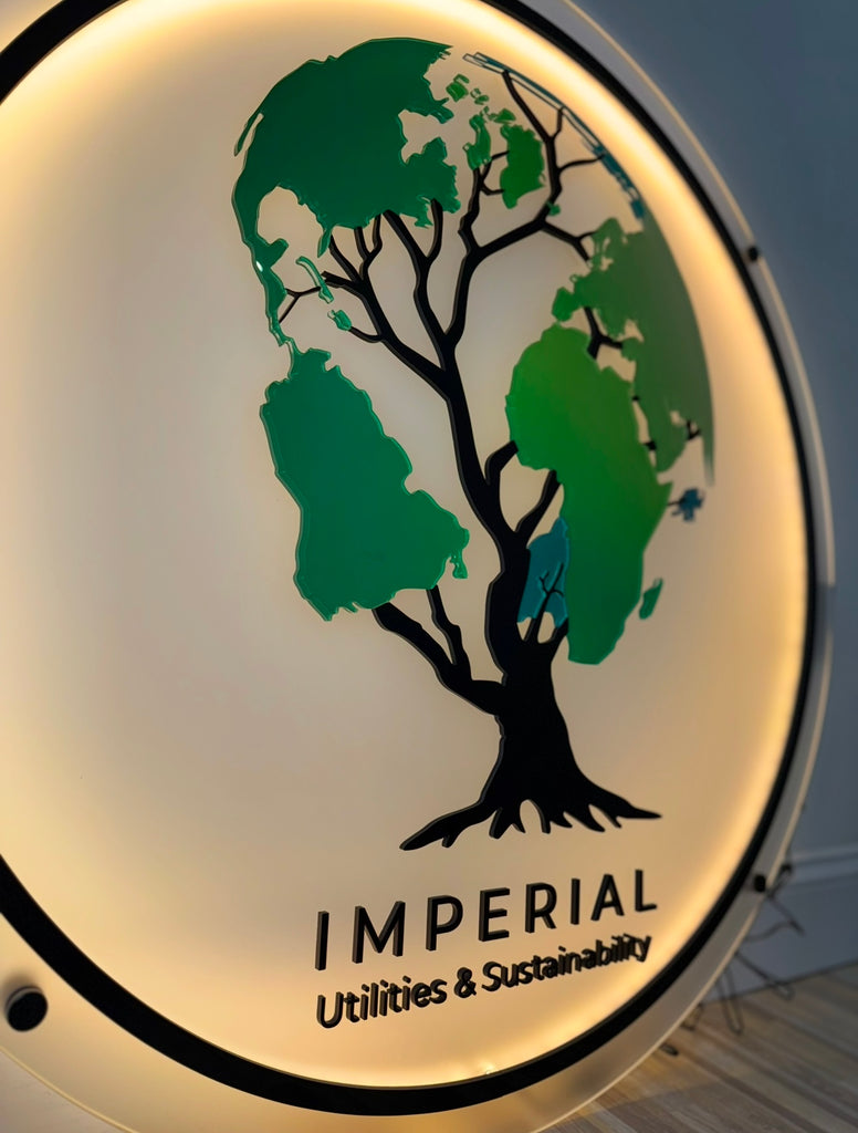 imperial utilities - Acrylic Laser Cut 3D Round Logo Sign