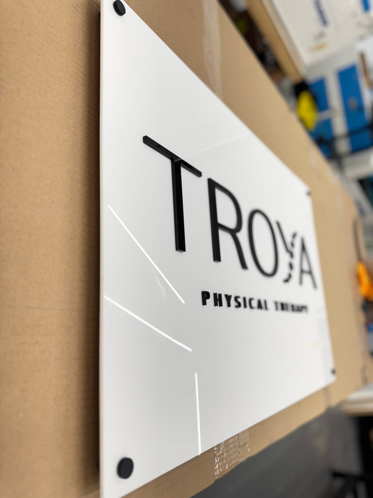 troya - Acrylic Laser Cut 3D Rectangular Logo Sign
