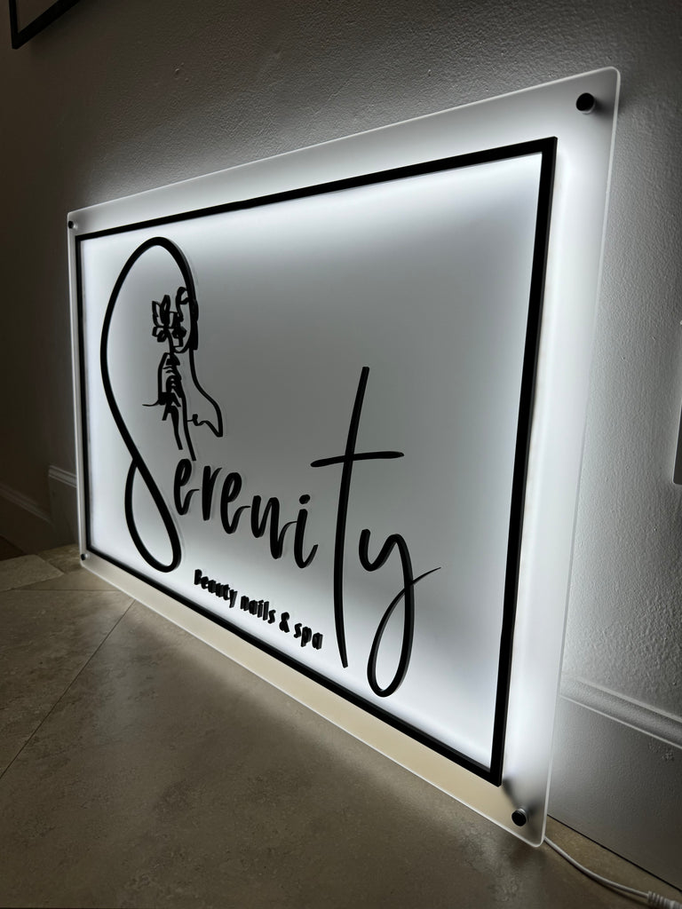 serenity side view - Acrylic Laser Cut 3D Rectangular Logo Sign