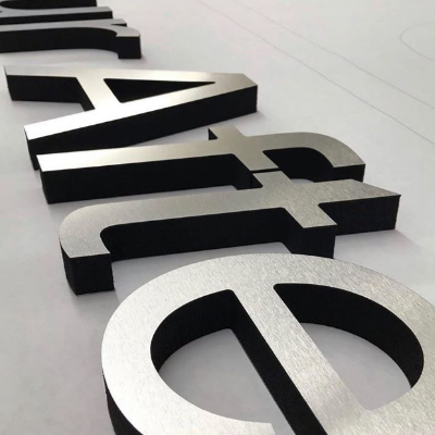 afte - metal brushed 3d logo sign