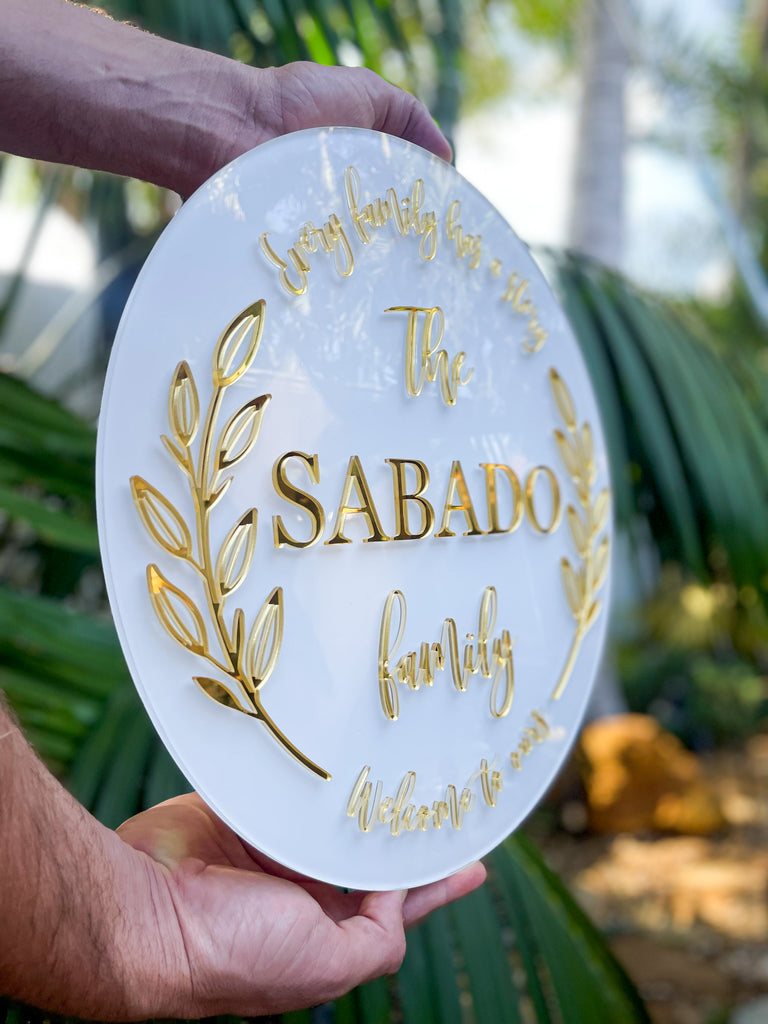 sabado side view - Acrylic Laser Cut 3D Round Logo Sign