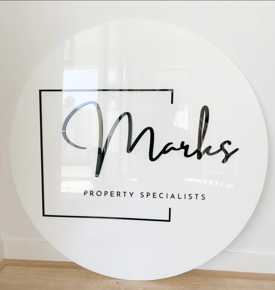 marks - Acrylic Laser Cut 3D Round Logo Sign