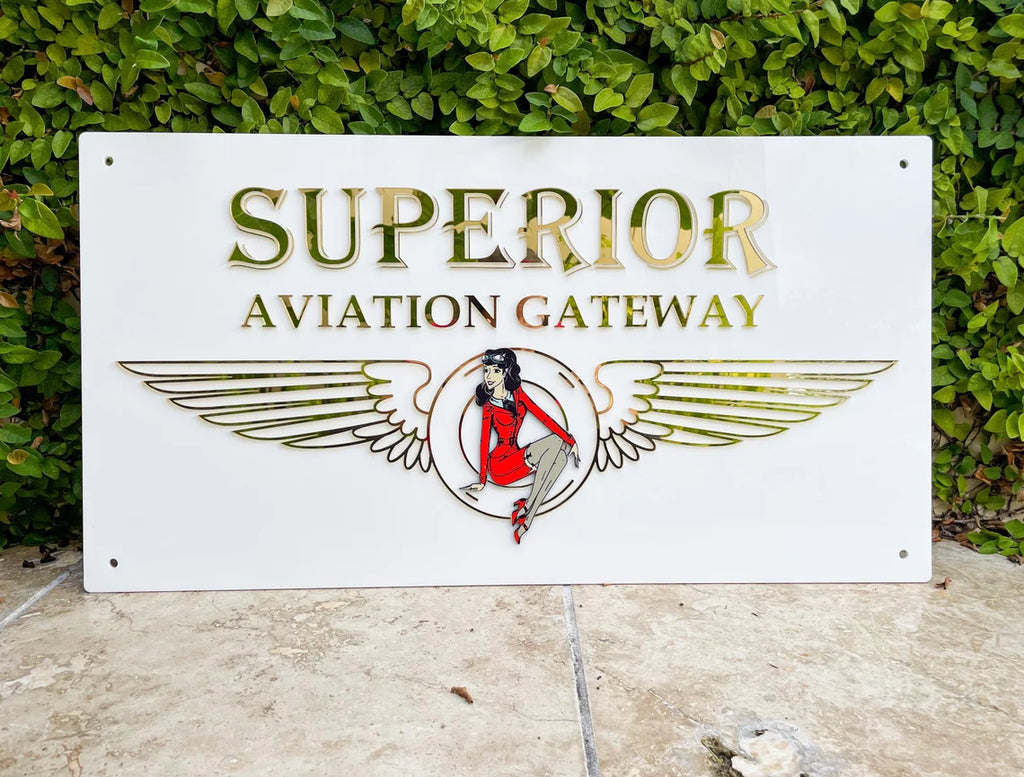 superior aviation - Acrylic Laser Cut 3D Rectangular Logo Sign
