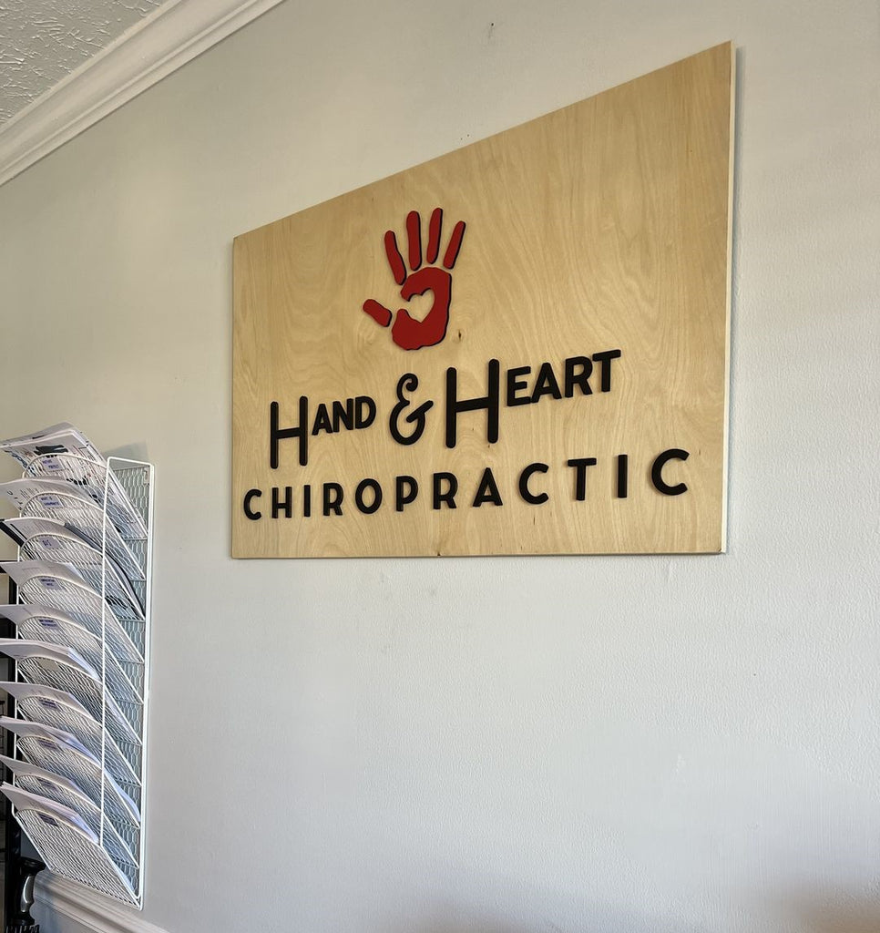 hand and heart - Custom Rectangular Indoor 3D Logo Sign