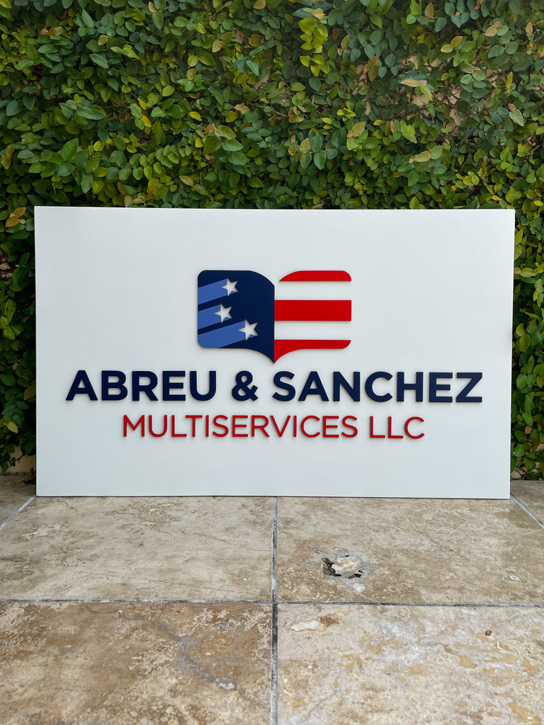 abreu front face - Custom Rectangular Indoor 3D Logo Sign