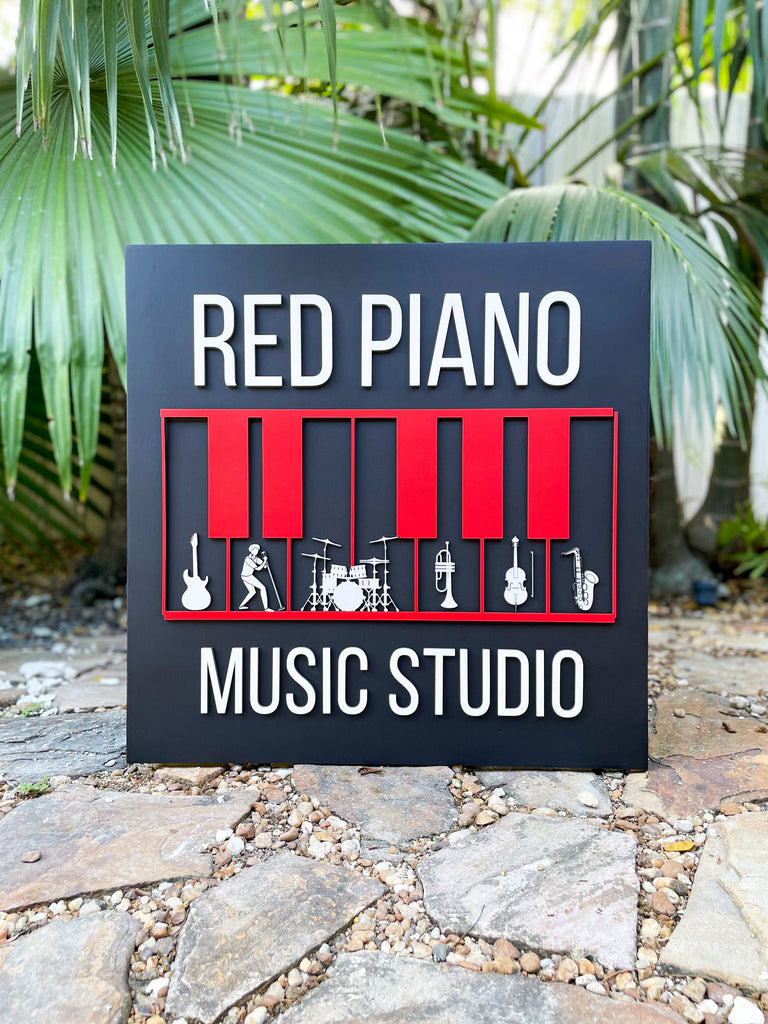 red piano - Custom Rectangular Indoor 3D Logo Sign