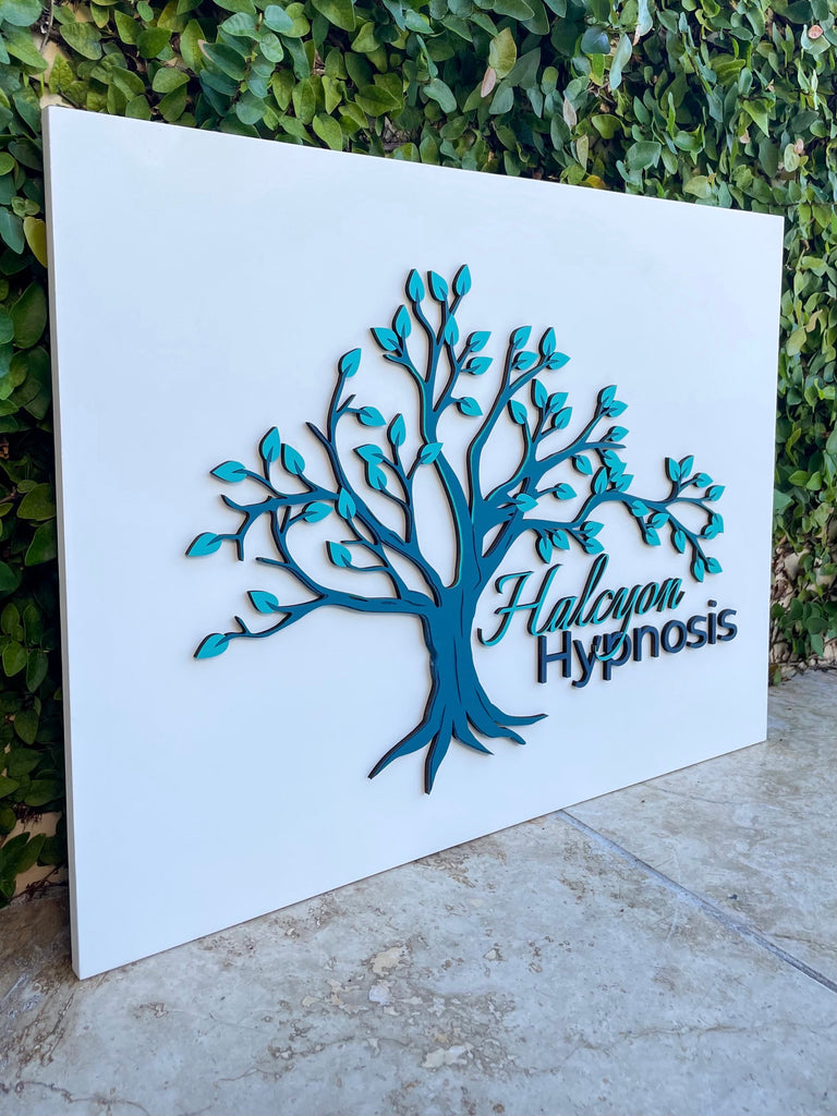 halcyon side view - Custom Rectangular Indoor 3D Logo Sign