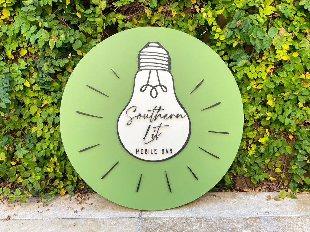 southern lit - 3d round business sign